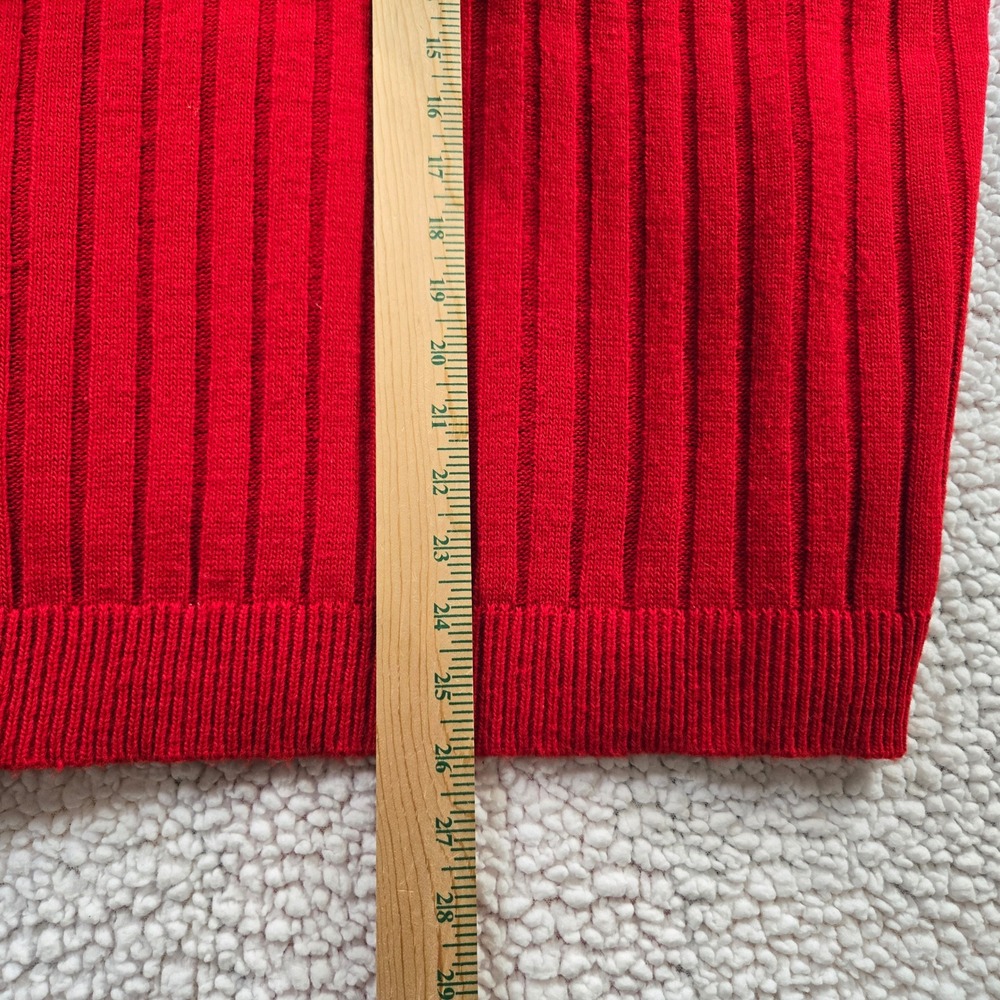 Vtg 90s Mens L London Fog Red Ribbed Knit Sweater Vest Preppy Grandpacore USA - Picture 6 of 8